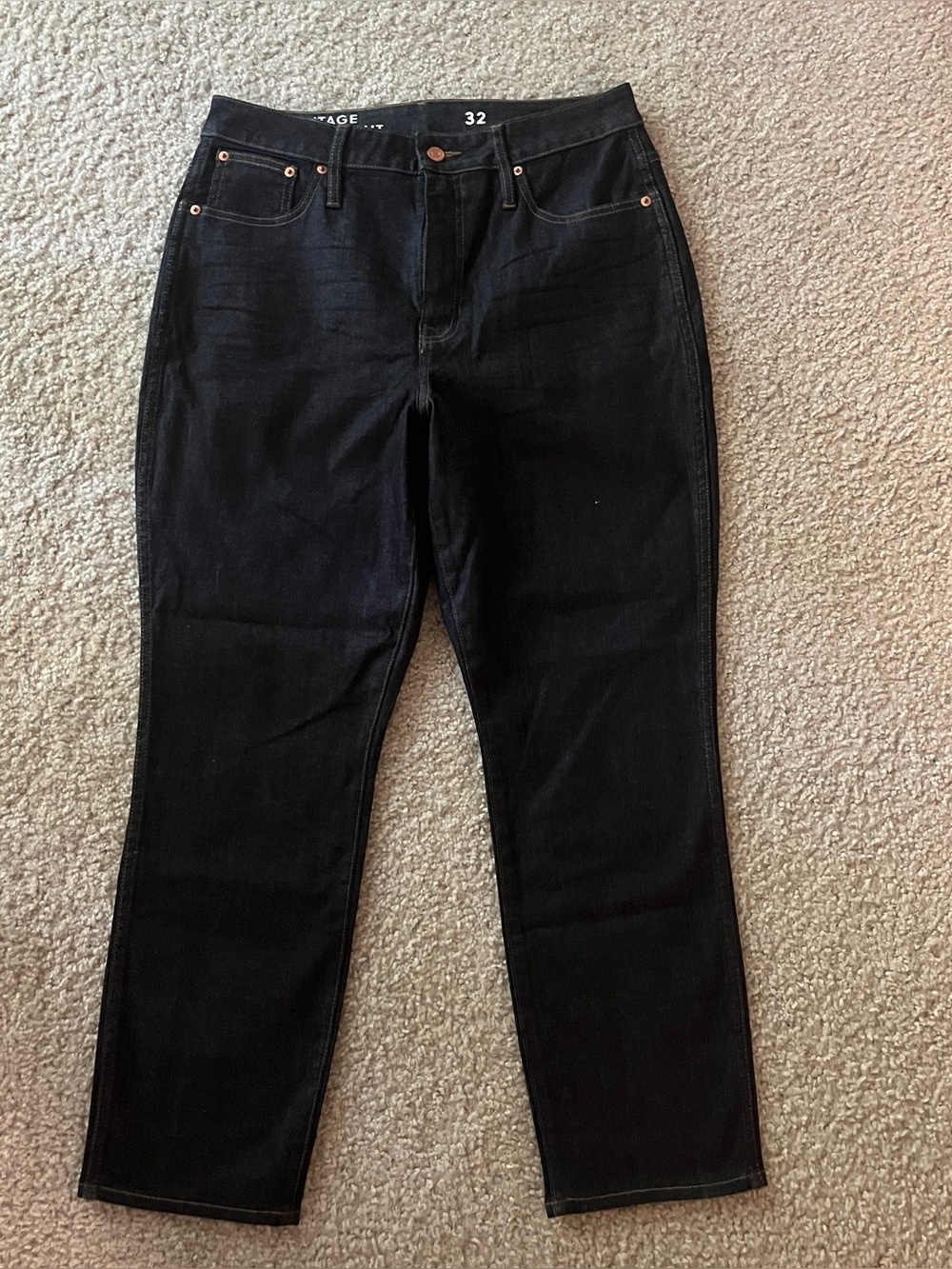 NWT J. Crew Women's Vintage Slim Straight Dark Wash Denim Jeans Size 32 Stretch